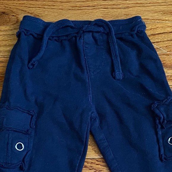 Mish Boys ❤️ Blue 100% Cotton Drawstring Trouser Size 9 Months (PRE-LOVED) - Picture 2 of 3